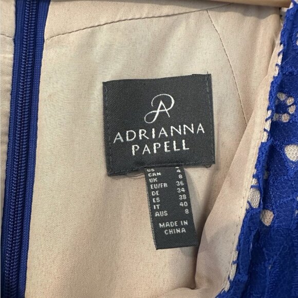 Adrianna Papell Women's 4 Royal Blue Designer Fit & Flare Career Formal Dress - Picture 4 of 4